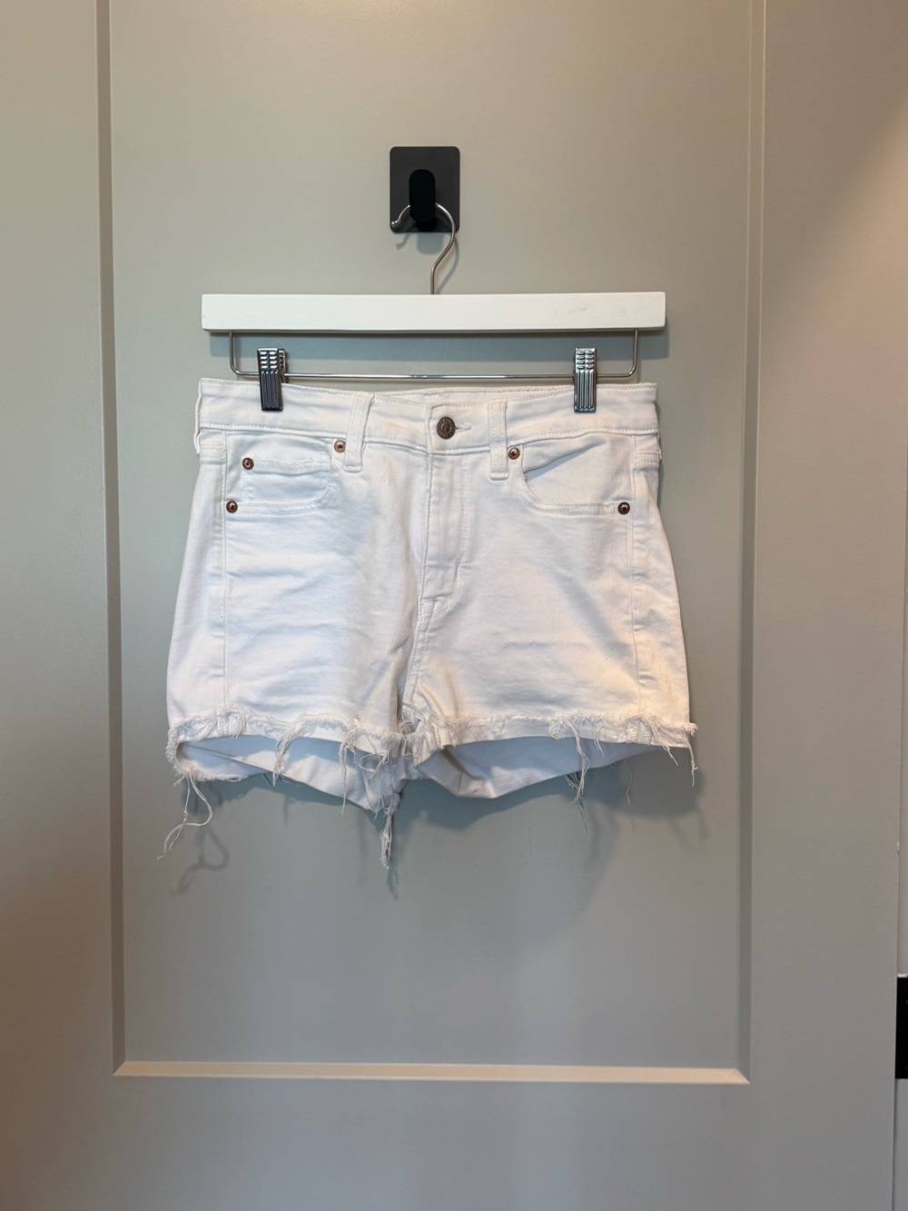 American Eagle Outfitters White Distressed Denim Cutoff Shorts